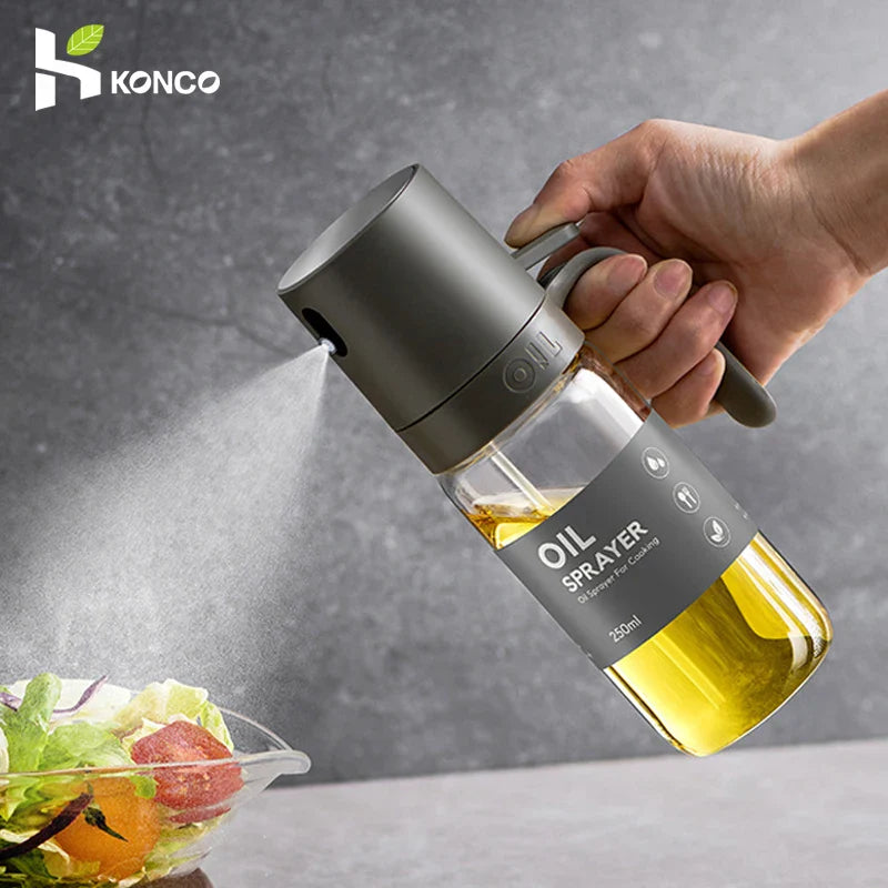 Oil Spray Bottle 250ml High Borosilicate Glass Cooking Oil Dispensers Olive Oil Sprayer Mister for Air Fryer Salad