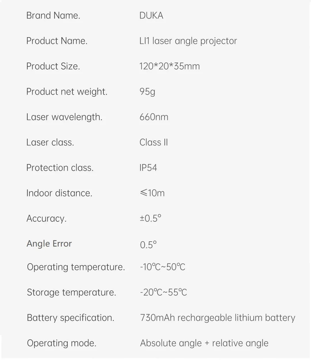 Original DUKA LI1 Laser Protractor Digital Inclinometer Angle Measure 2 in 1 Laser Level Ruler Type-C Charging Laser