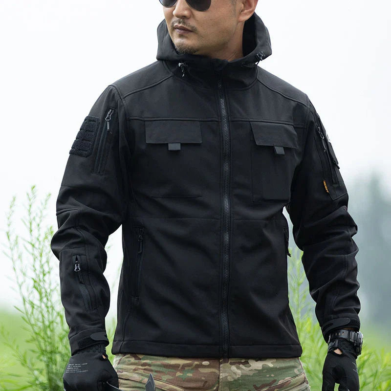 Outdoor Tactical Set Men Military Multi-pocket Hooded Work Jacket + Windproof Waterproof Fleece Cargo Pants Winter