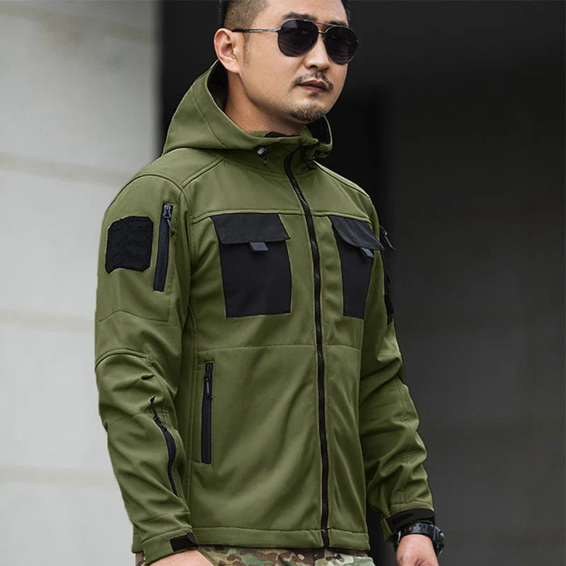 Outdoor Tactical Set Men Military Multi-pocket Hooded Work Jacket + Windproof Waterproof Fleece Cargo Pants Winter