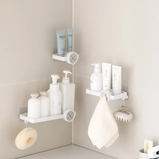 Plastic Bathroom Shelf Drill-Free Wall-Mounted Draining Rack Washstand Storage for Bath/Toilet Kitchen Condiment Rack