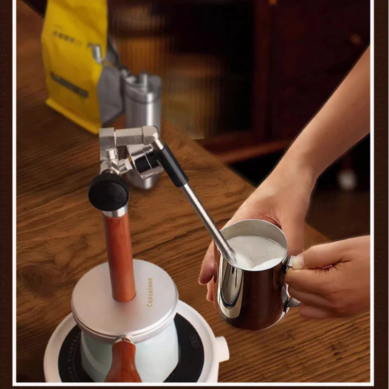 Pneumatic 4bar Milk Frother Pneumatic Coffee Machine Steam Milk Frother Outdoor Travel Steam Milk Foam Pot for Coffee