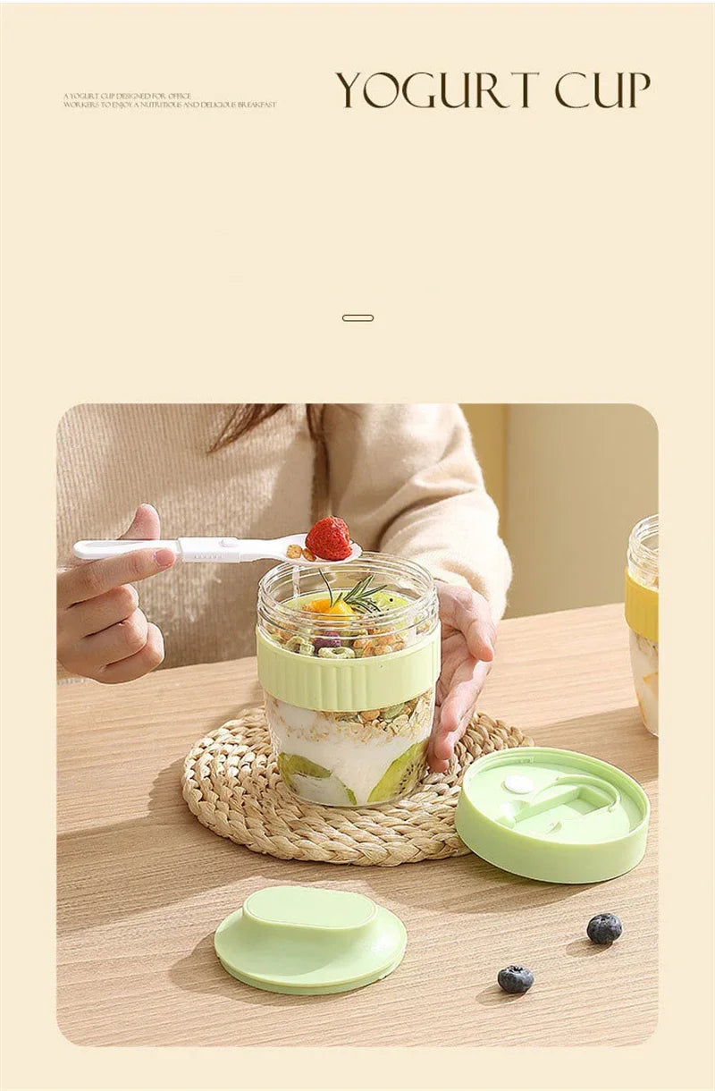 Portable Breakfast Fruit Oat Yogurt Salad Cup With Lid Spoon Food Storage Cup Fitness Weight Reducing Picnic Lunch Box