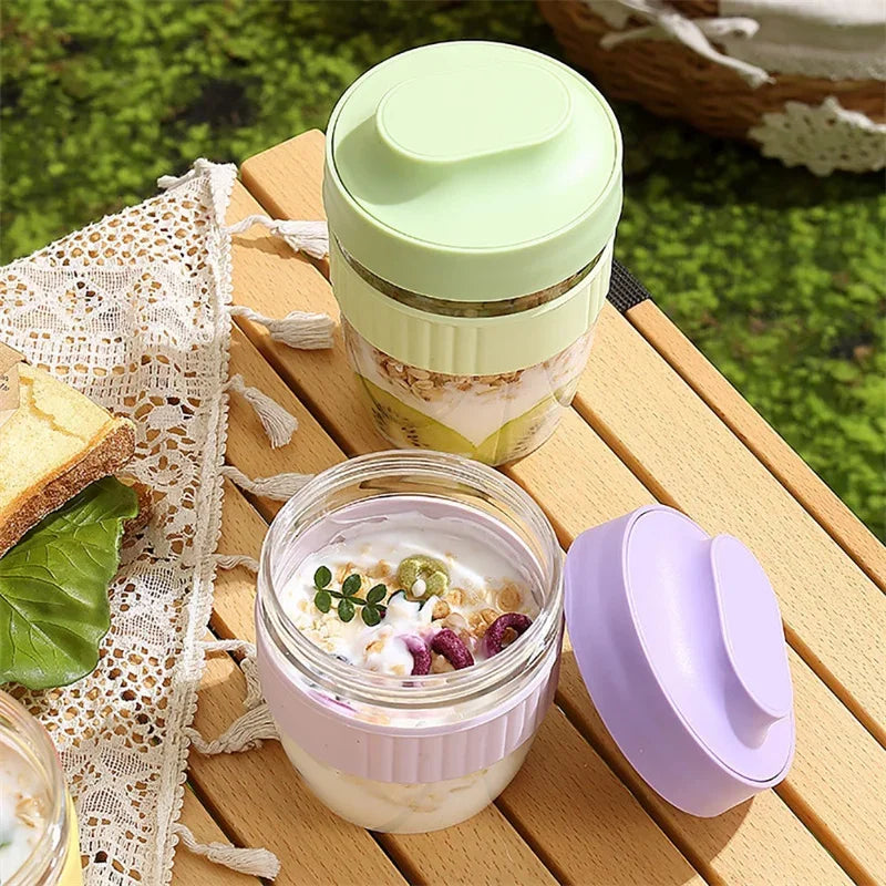 Portable Breakfast Fruit Oat Yogurt Salad Cup With Lid Spoon Food Storage Cup Fitness Weight Reducing Picnic Lunch Box