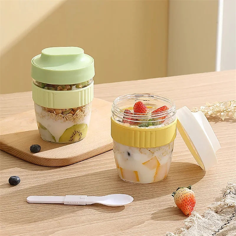 Portable Breakfast Fruit Oat Yogurt Salad Cup With Lid Spoon Food Storage Cup Fitness Weight Reducing Picnic Lunch Box