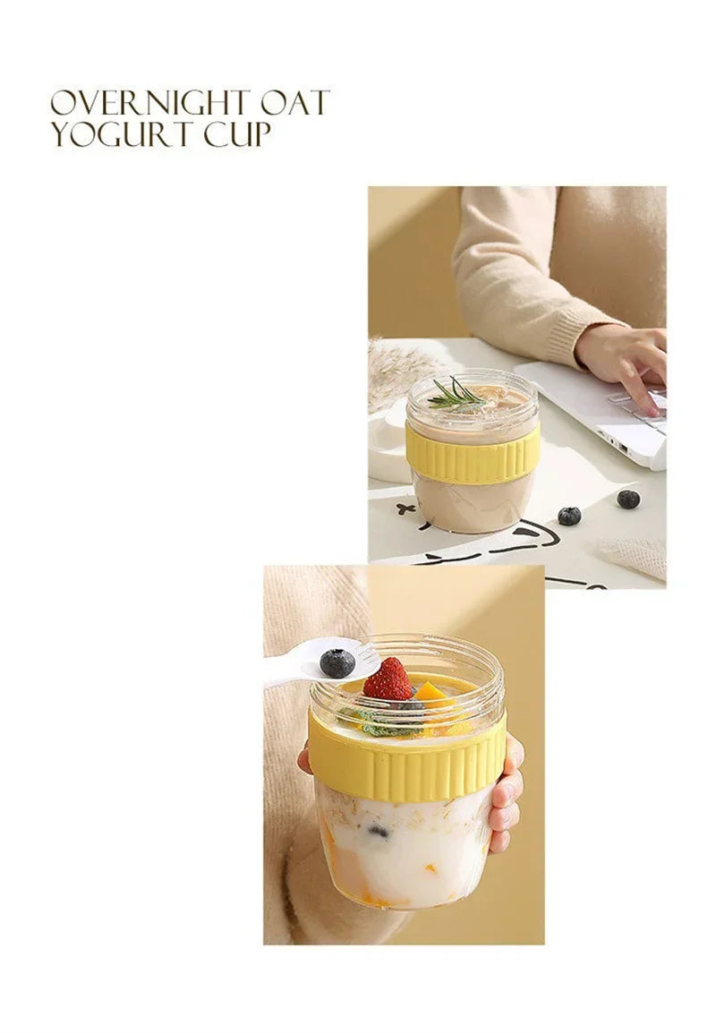 Portable Breakfast Fruit Oat Yogurt Salad Cup With Lid Spoon Food Storage Cup Fitness Weight Reducing Picnic Lunch Box