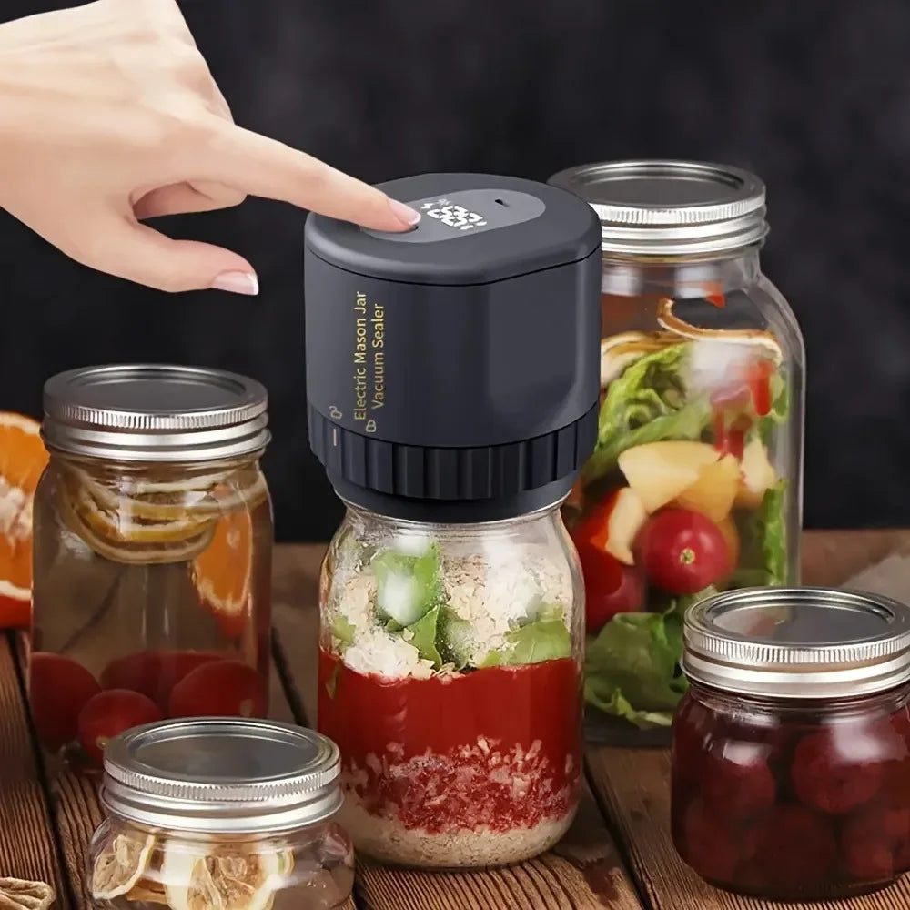 Portable Electric Mason Jar Vacuum Sealer Food Storage Kit for Wide-Mouth and Regular-Mouth Mason Jars Fermentation