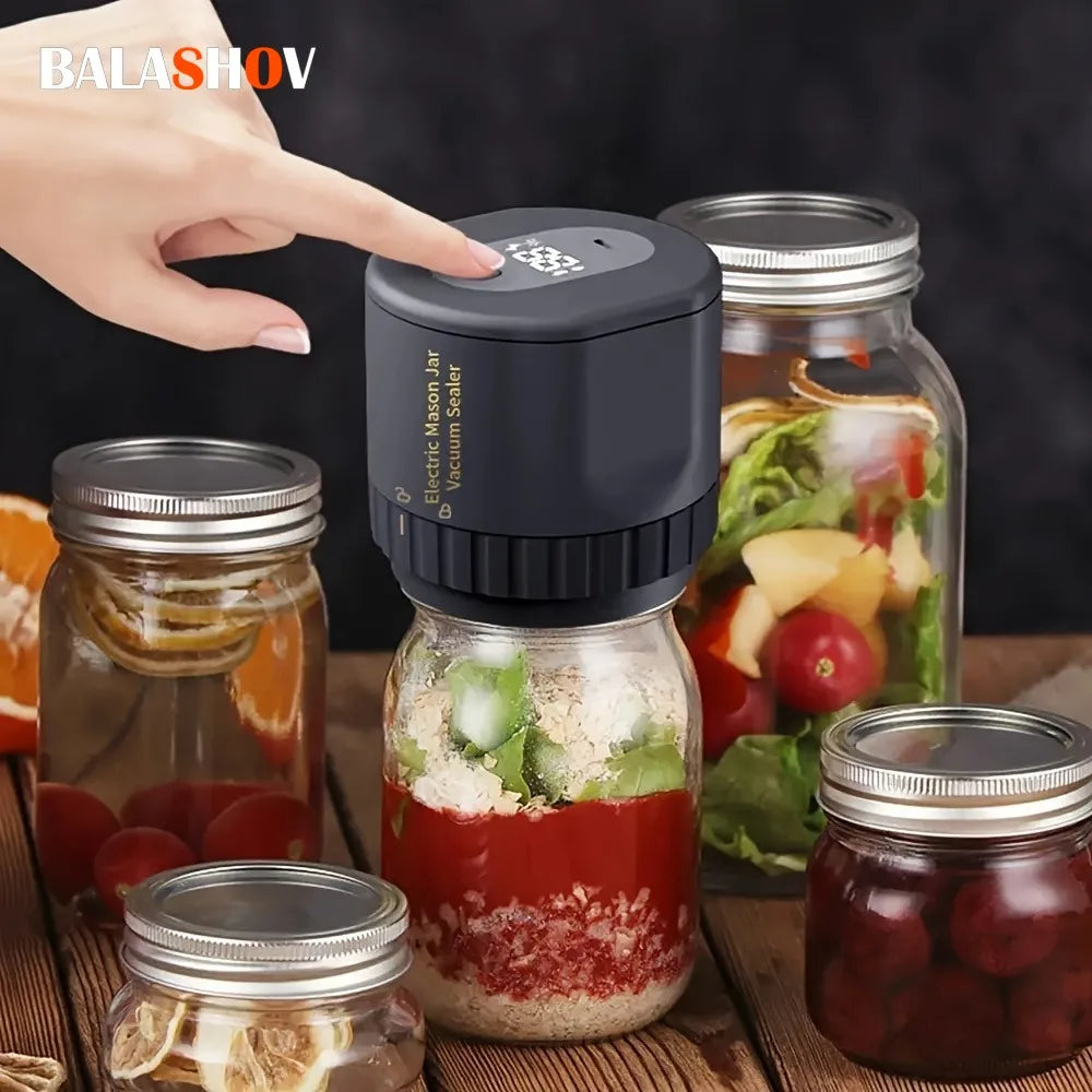 Portable Electric Mason Jar Vacuum Sealer Food Storage Kit for Wide-Mouth and Regular-Mouth Mason Jars Fermentation