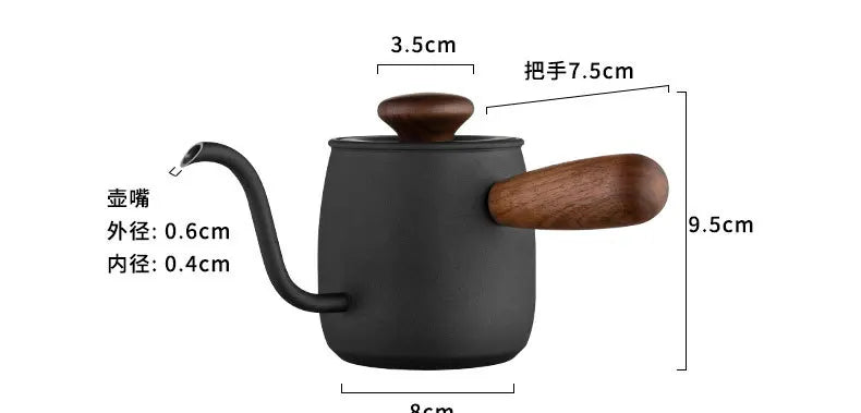 Portable Espresso Drip Coffee Pitcher Stainless Steel Coffee Tools with Woodle Handle Coffee Pour Over Kettle