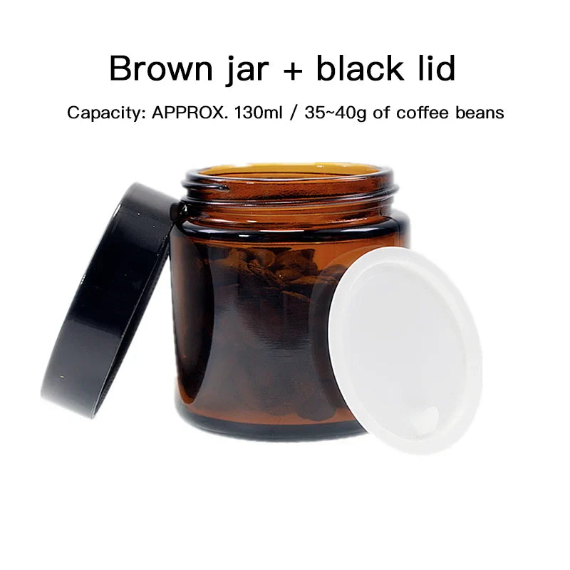 Portable Glass Jar 130ml Coffee Beans Storage Tank Coffee Grinder Coffee Powder Container Thickened Glass Seal Cans