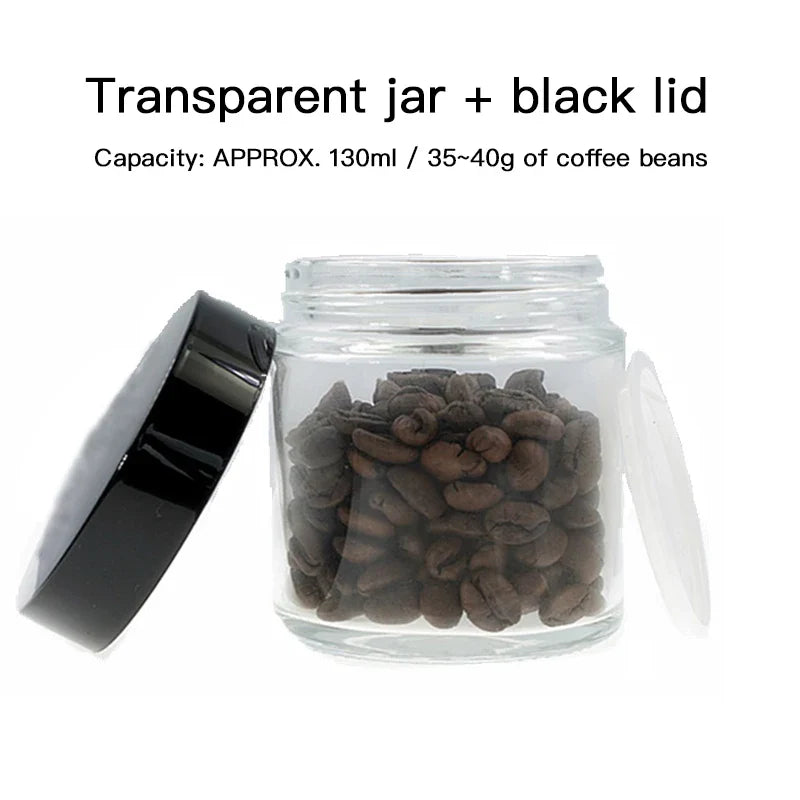 Portable Glass Jar 130ml Coffee Beans Storage Tank Coffee Grinder Coffee Powder Container Thickened Glass Seal Cans