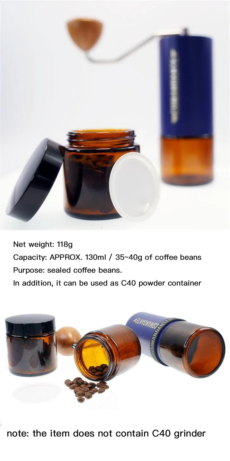 Portable Glass Jar 130ml Coffee Beans Storage Tank Coffee Grinder Coffee Powder Container Thickened Glass Seal Cans