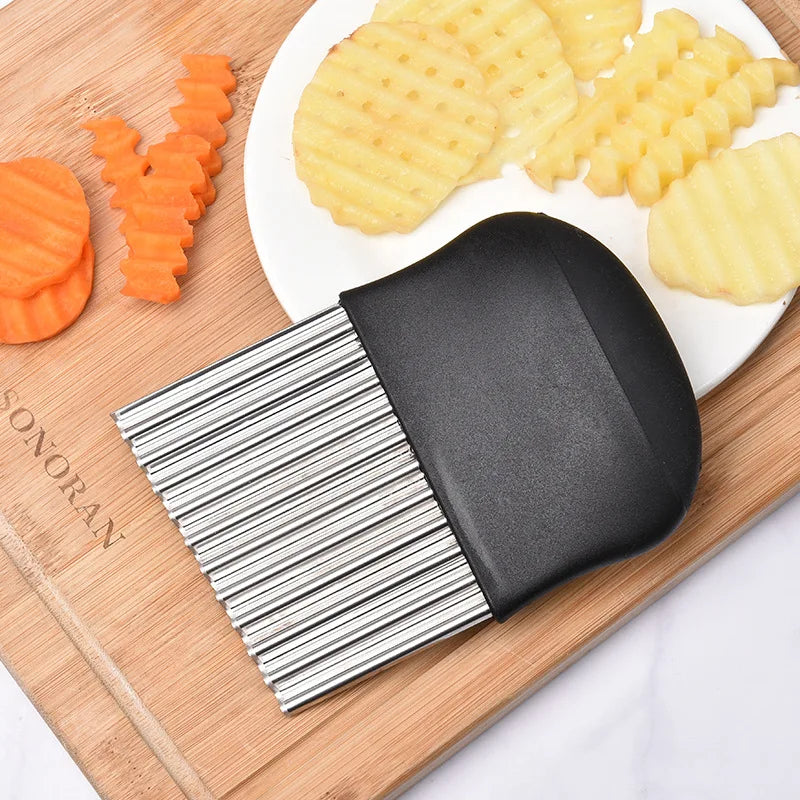 Potato Cutter Chip French Fry Maker Stainless Steel Wavy KnifeFrench Fries Choppers Kitchen Knife Chopper