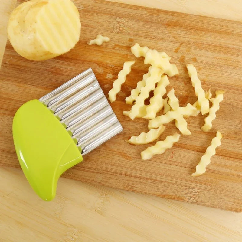 Potato Cutter Chip French Fry Maker Stainless Steel Wavy KnifeFrench Fries Choppers Kitchen Knife Chopper