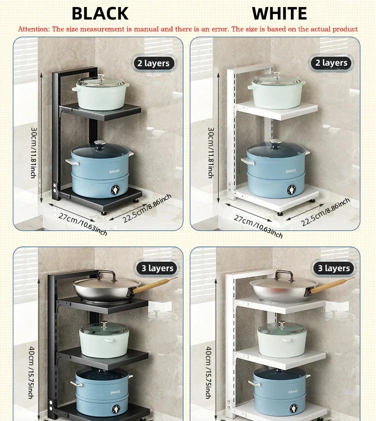 Rack Kitchen Pot Rack Storage Special Pot Rack Multi-layer Adjustable Cabinet Pantry Table Rack Stainless SteelSewer