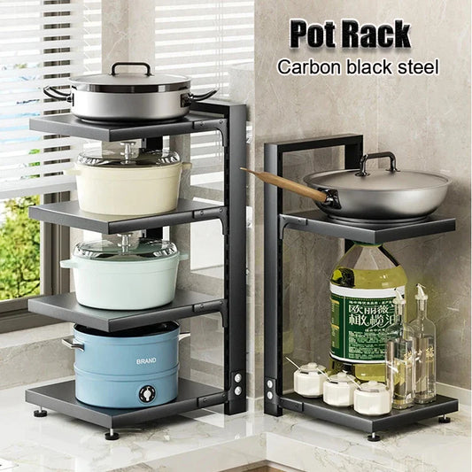 Rack Kitchen Pot Rack Storage Special Pot Rack Multi-layer Adjustable Cabinet Pantry Table Rack Stainless SteelSewer