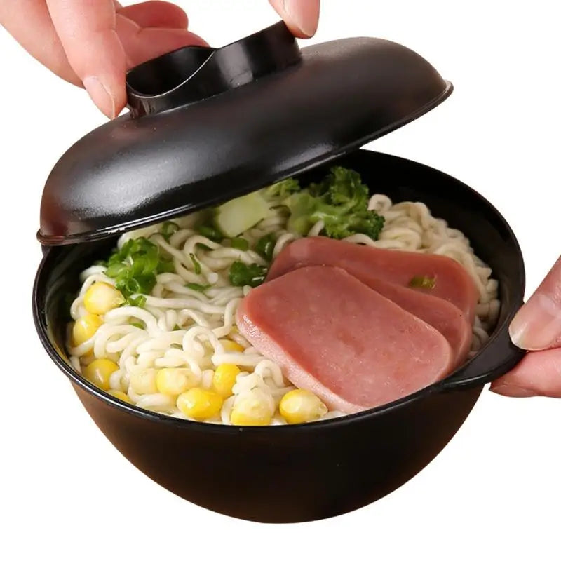 Ramen Bowl With Lid Soup Bowls With Lids Microwave Bowl Not Easy To Burn Binaural Handle Heating Convenience