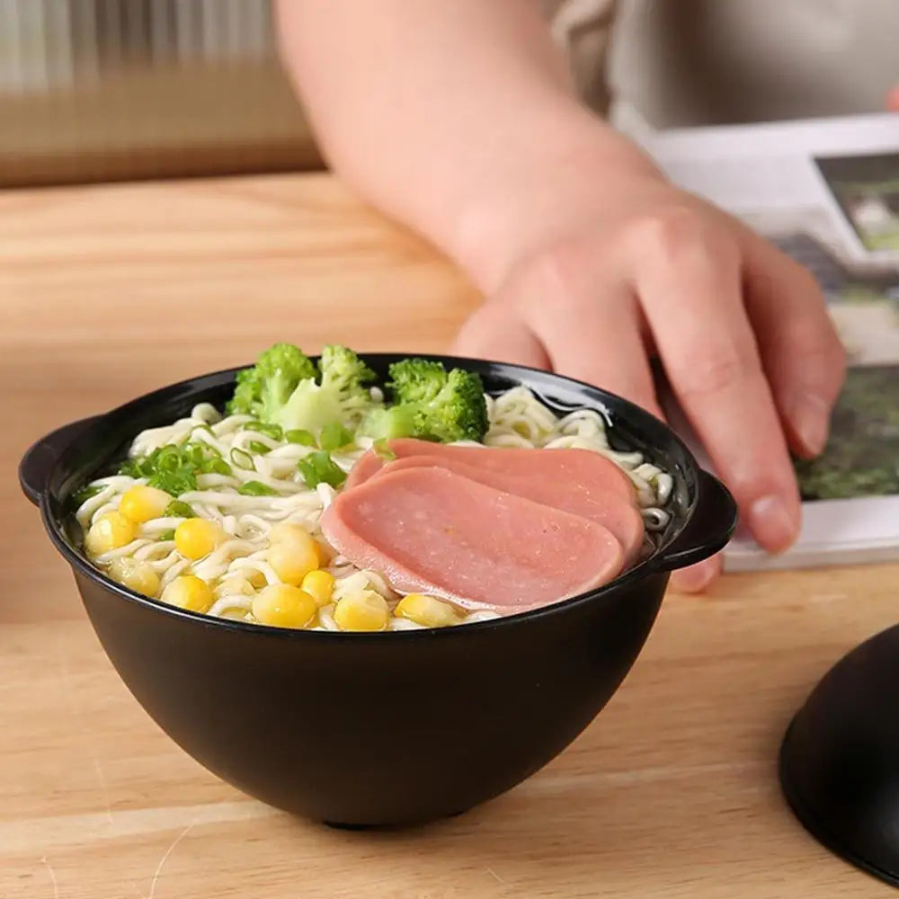 Ramen Bowl With Lid Soup Bowls With Lids Microwave Bowl Not Easy To Burn Binaural Handle Heating Convenience