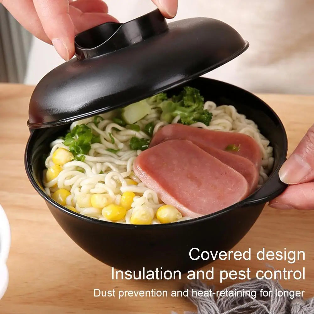 Ramen Bowl With Lid Soup Bowls With Lids Microwave Bowl Not Easy To Burn Binaural Handle Heating Convenience