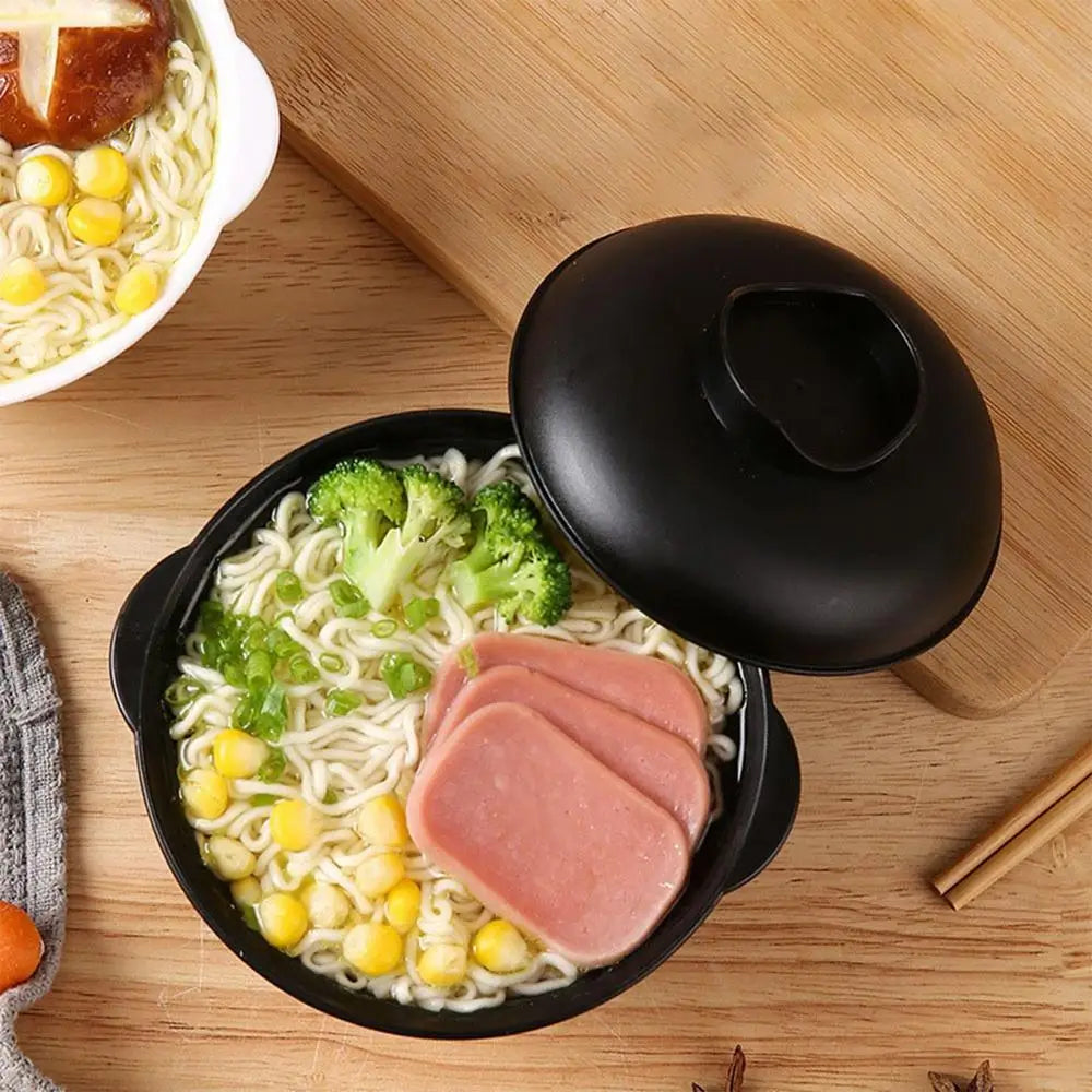 Ramen Bowl With Lid Soup Bowls With Lids Microwave Bowl Not Easy To Burn Binaural Handle Heating Convenience