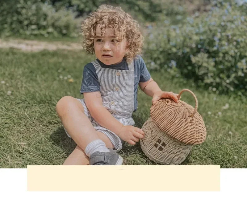 Rattan Mushroom Basket Cute Woven Nut Willow Wicker Picnic Storage Basket Outdoor Kid Children Handbag Women Straw Bag