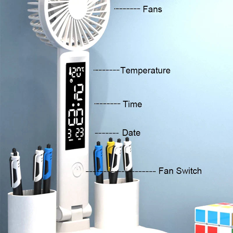 Rechargeable Table Lamp for Study Desk Lamp Reading Light Led Table Light with Fan Led Clock Dispaly Reading Lamp