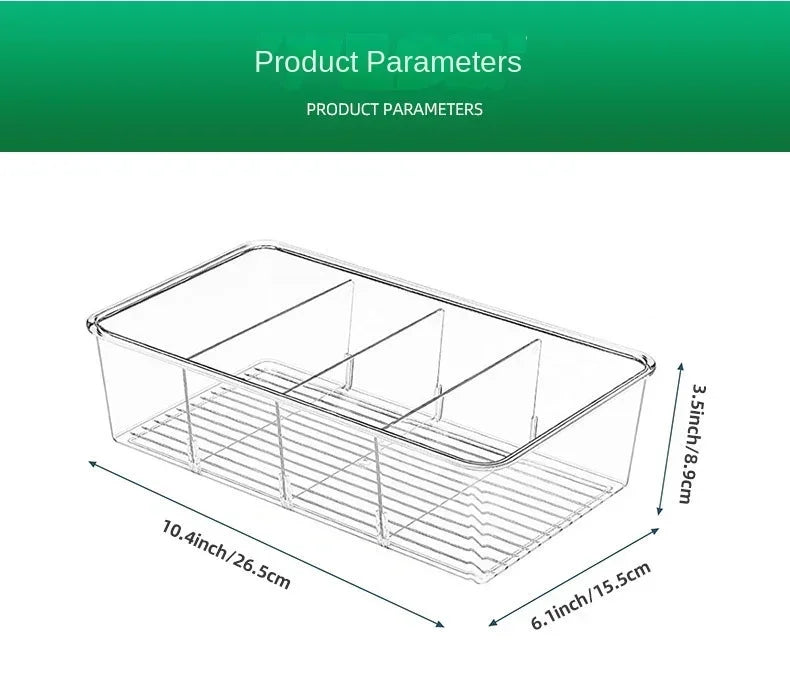 Refrigerator Organizer Bin Clear Plastic Food Storage Organizer Fridge Storage Box with Divider Freezer Pantry Kitchen