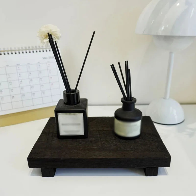 Retro Wood Pedestal Soap Stand Wood Riser Soap Dish Brush Candle Plant Holder Rustic Countertop Storage Tray Home