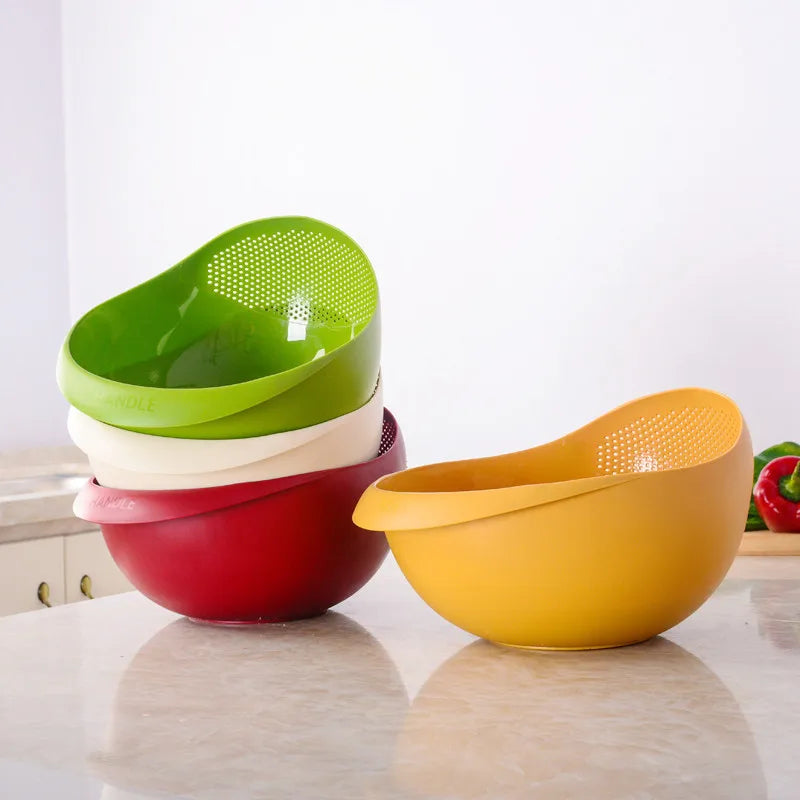 Rice Sieve Plastic Colander Kitchen Drain Basket with Handles Rice Bowl Strainer Strainer Basket Sink Drain Kitchen