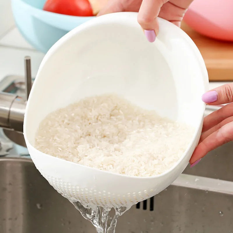 Rice Sieve Plastic Colander Kitchen Drain Basket with Handles Rice Bowl Strainer Strainer Basket Sink Drain Kitchen