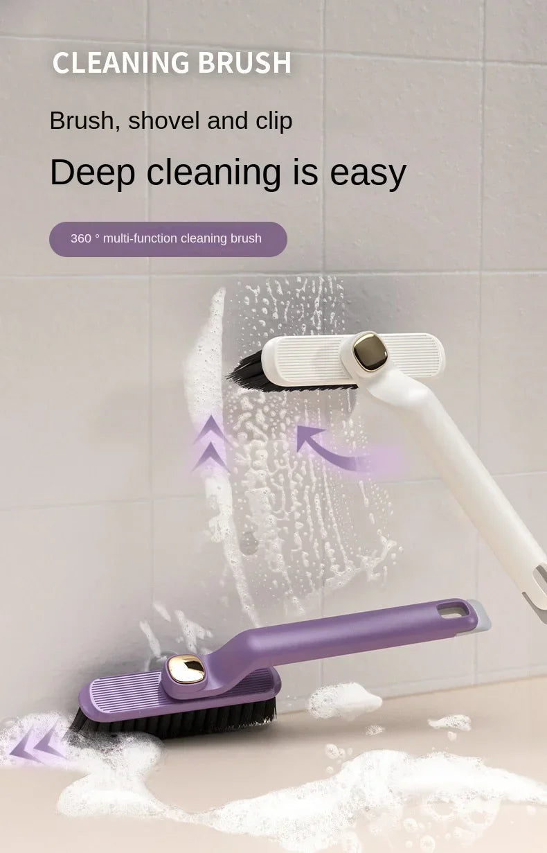 Rotating Multifunctional Crevice Cleaning Brush with Stiff Bristles Two-in-one Bathroom Tile Floor Crevice Brush