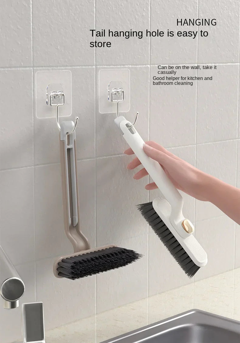 Rotating Multifunctional Crevice Cleaning Brush with Stiff Bristles Two-in-one Bathroom Tile Floor Crevice Brush