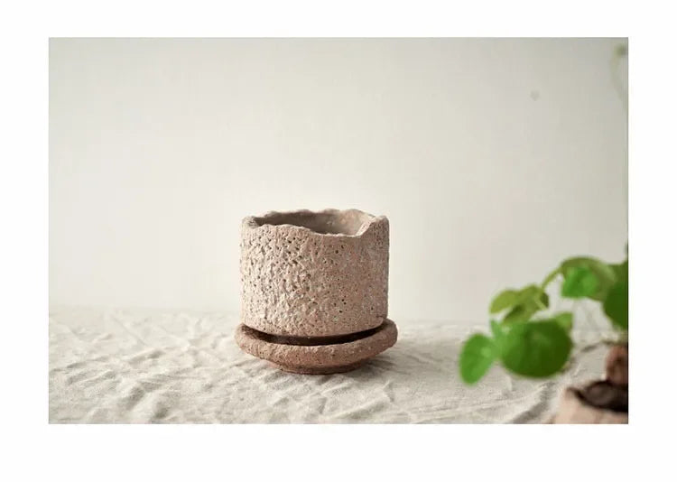 Rough Pottery Vase Unevenness Flower Pots Desk Decoration Flowers Arrangement Rough Ceramic Floral Vases Outdoor Garden