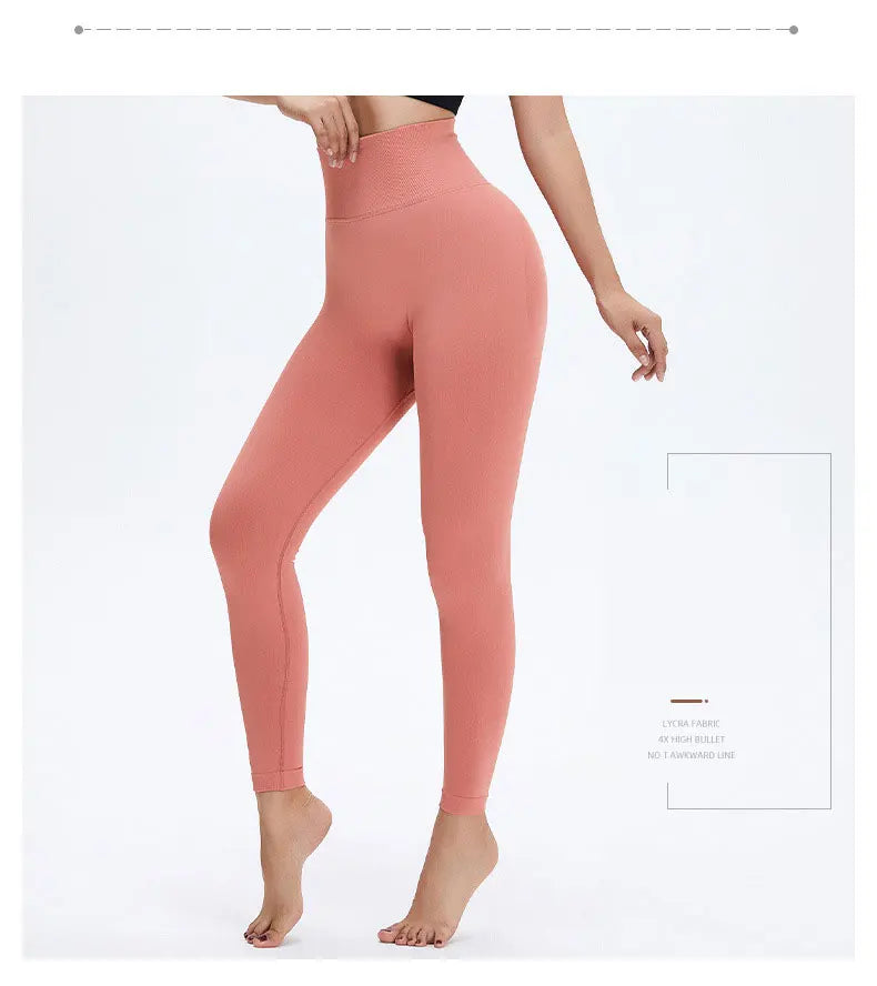 Seamless High Waist Nude Yoga Pants Women’s Honey Peach Hip Lifting Tight Fitness Pants Quick Dried Exercise Push Up