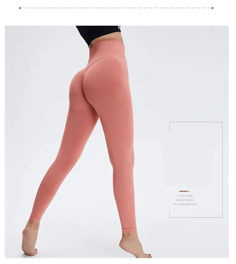 Seamless High Waist Nude Yoga Pants Women’s Honey Peach Hip Lifting Tight Fitness Pants Quick Dried Exercise Push Up