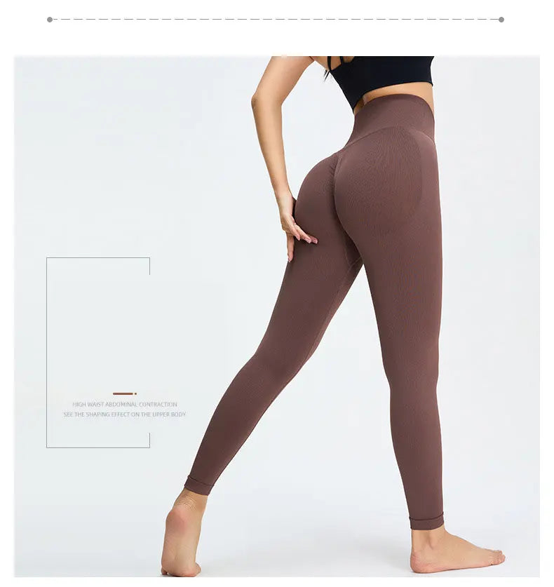 Seamless High Waist Nude Yoga Pants Women’s Honey Peach Hip Lifting Tight Fitness Pants Quick Dried Exercise Push Up