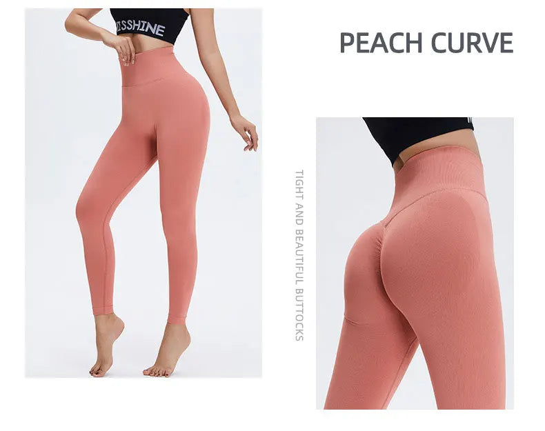 Seamless High Waist Nude Yoga Pants Women’s Honey Peach Hip Lifting Tight Fitness Pants Quick Dried Exercise Push Up