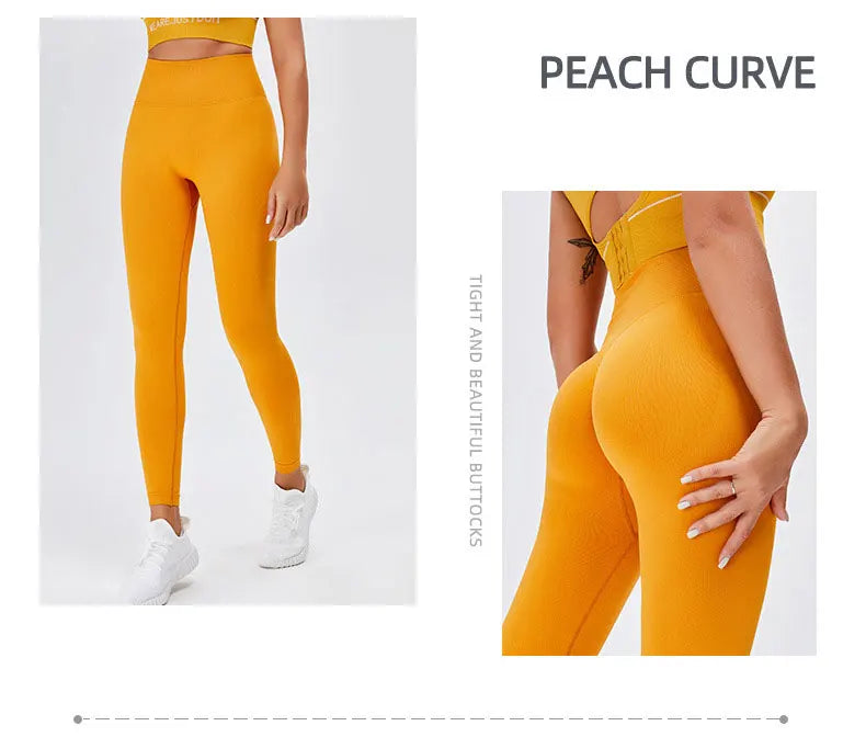 Seamless High Waist Nude Yoga Pants Women’s Honey Peach Hip Lifting Tight Fitness Pants Quick Dried Exercise Push Up