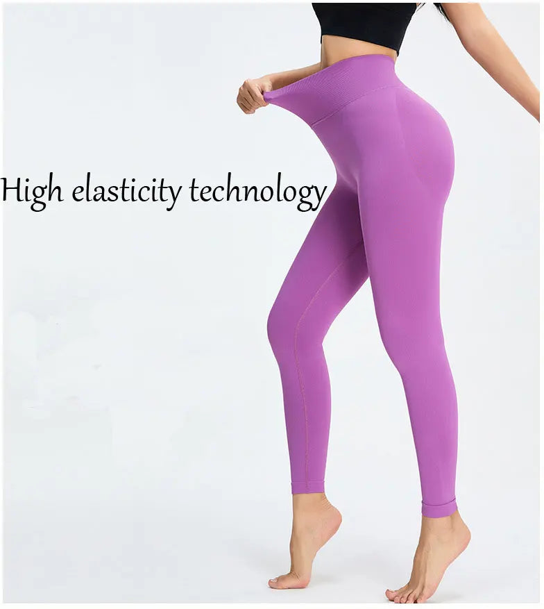 Seamless High Waist Nude Yoga Pants Women’s Honey Peach Hip Lifting Tight Fitness Pants Quick Dried Exercise Push Up