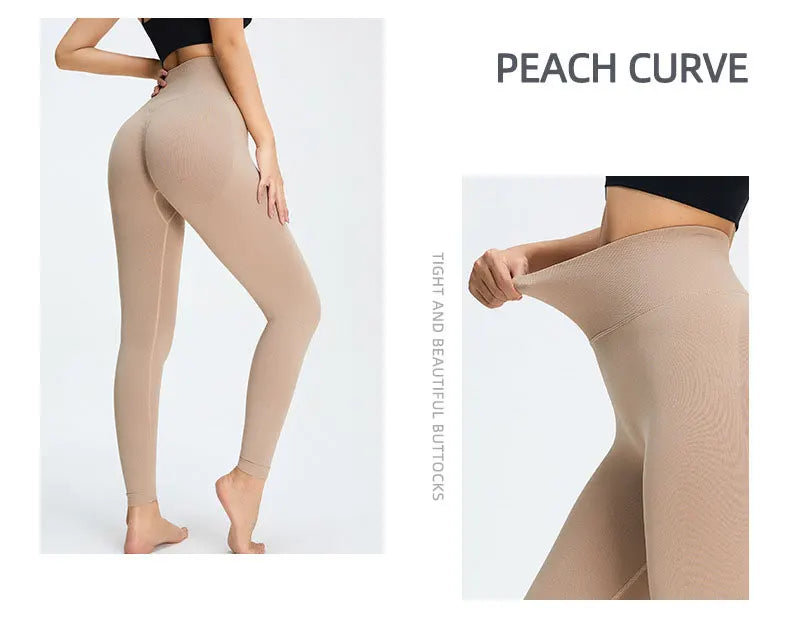 Seamless High Waist Nude Yoga Pants Women’s Honey Peach Hip Lifting Tight Fitness Pants Quick Dried Exercise Push Up