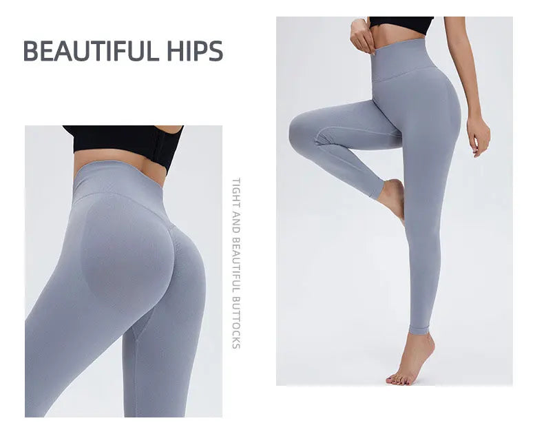 Seamless High Waist Nude Yoga Pants Women’s Honey Peach Hip Lifting Tight Fitness Pants Quick Dried Exercise Push Up