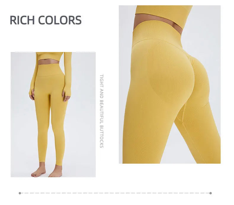 Seamless High Waist Nude Yoga Pants Women’s Honey Peach Hip Lifting Tight Fitness Pants Quick Dried Exercise Push Up