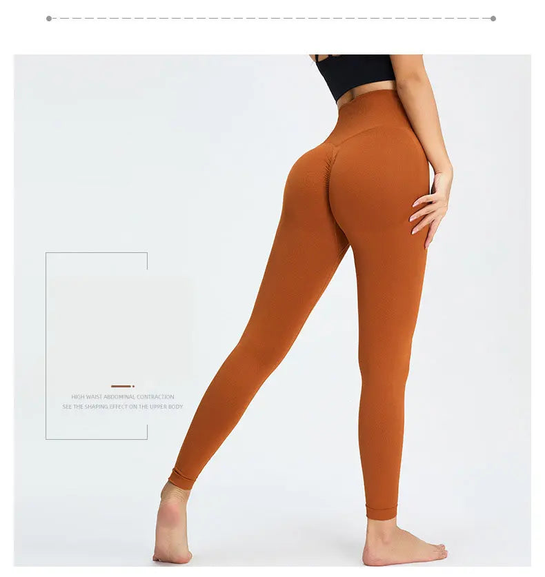 Seamless High Waist Nude Yoga Pants Women’s Honey Peach Hip Lifting Tight Fitness Pants Quick Dried Exercise Push Up