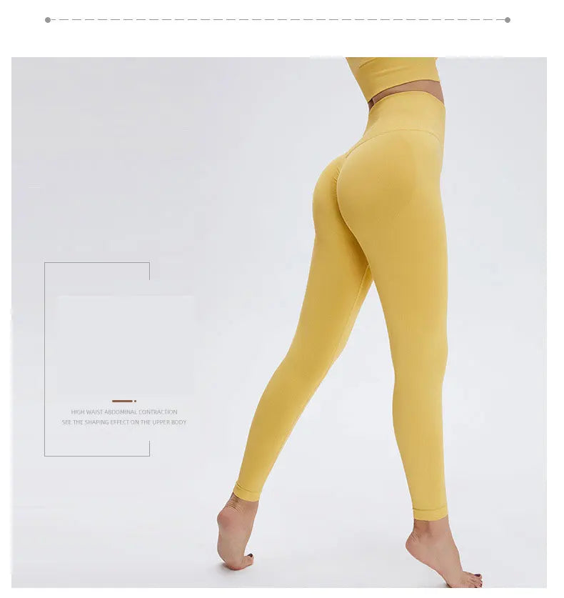 Seamless High Waist Nude Yoga Pants Women’s Honey Peach Hip Lifting Tight Fitness Pants Quick Dried Exercise Push Up