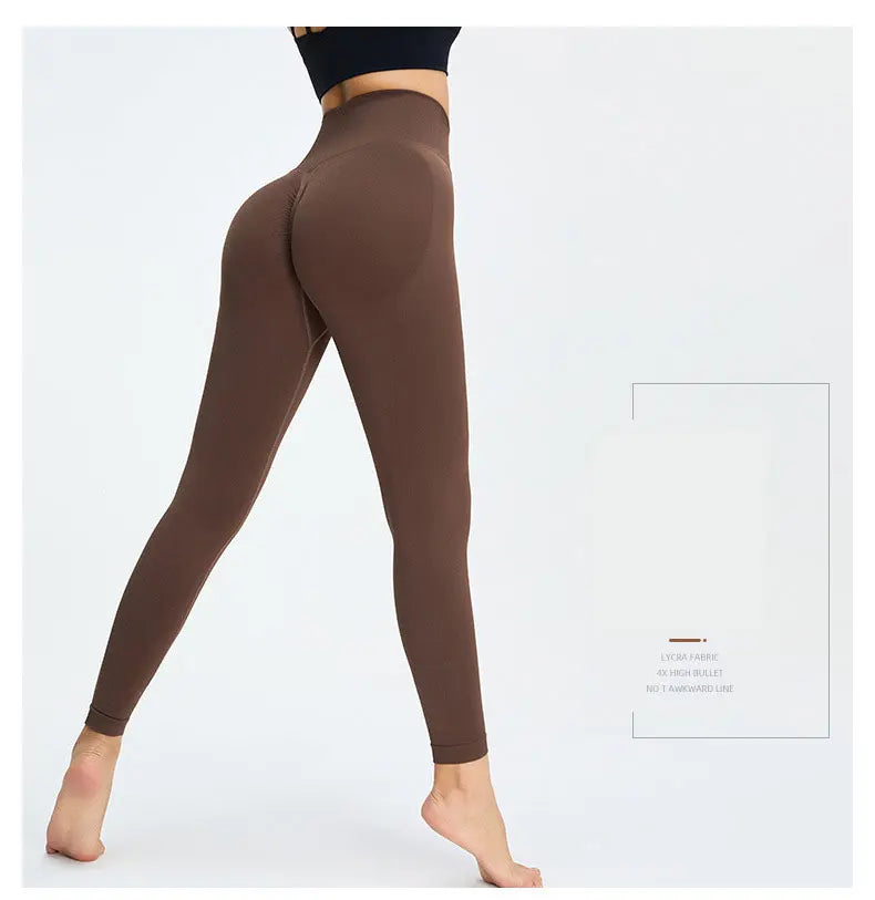 Seamless High Waist Nude Yoga Pants Women’s Honey Peach Hip Lifting Tight Fitness Pants Quick Dried Exercise Push Up