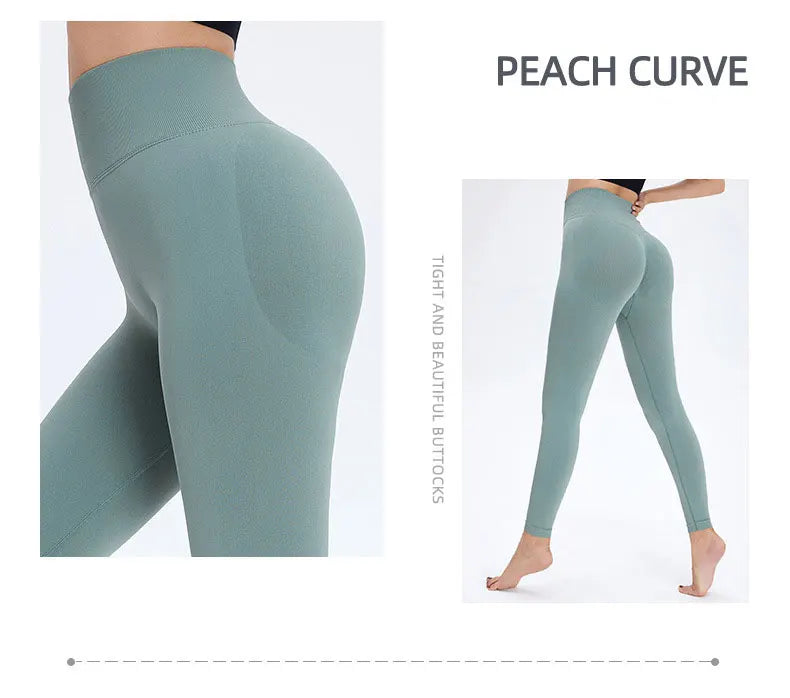 Seamless High Waist Nude Yoga Pants Women’s Honey Peach Hip Lifting Tight Fitness Pants Quick Dried Exercise Push Up