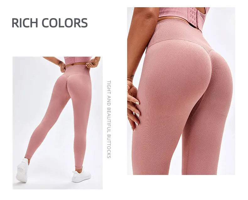 Seamless High Waist Nude Yoga Pants Women’s Honey Peach Hip Lifting Tight Fitness Pants Quick Dried Exercise Push Up