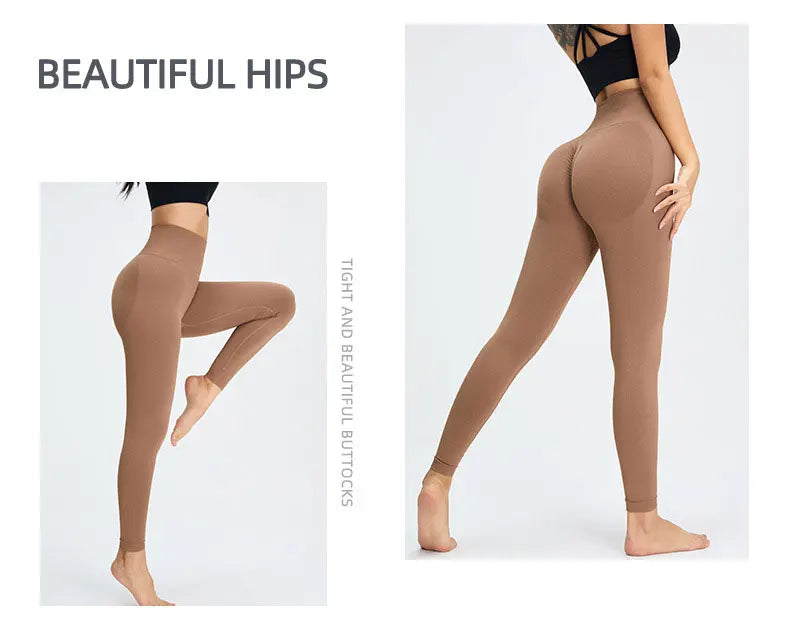 Seamless High Waist Nude Yoga Pants Women’s Honey Peach Hip Lifting Tight Fitness Pants Quick Dried Exercise Push Up