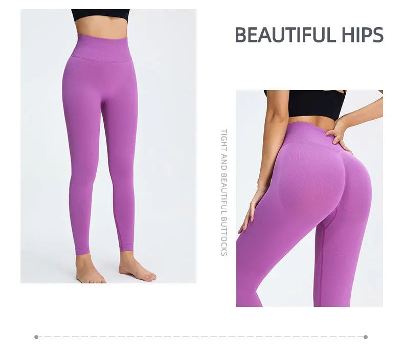 Seamless High Waist Nude Yoga Pants Women’s Honey Peach Hip Lifting Tight Fitness Pants Quick Dried Exercise Push Up