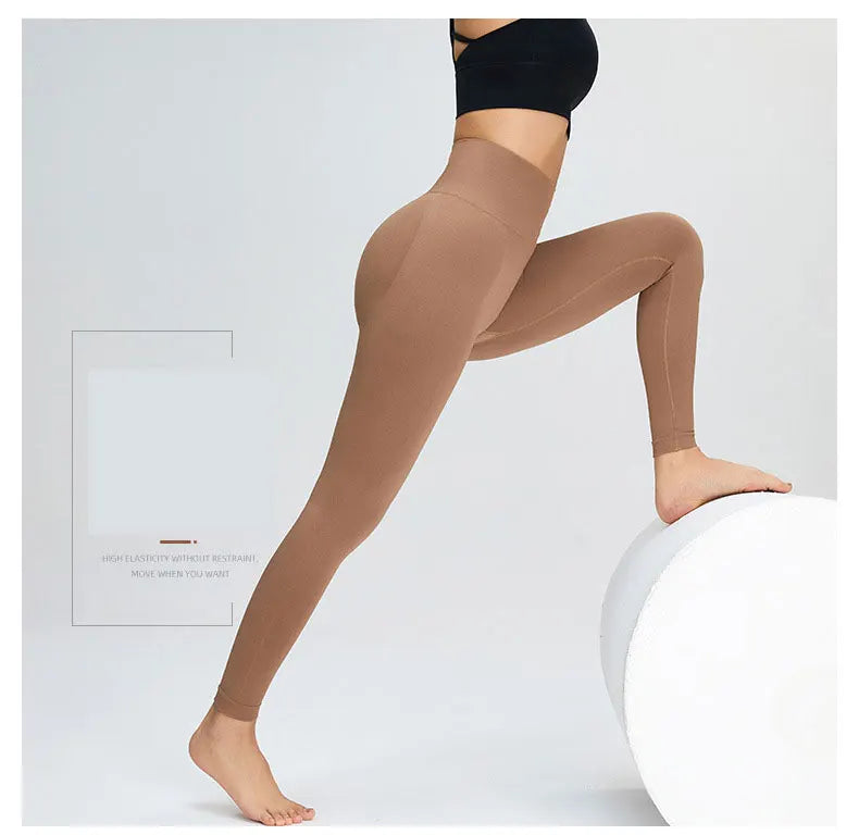 Seamless High Waist Nude Yoga Pants Women’s Honey Peach Hip Lifting Tight Fitness Pants Quick Dried Exercise Push Up